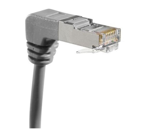 Cordon RJ45 catégorie 5e F/UTP coudé bas gris - 2 m