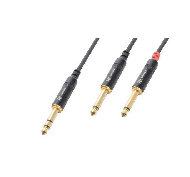 Cordon jack 6,35 mâle stéréo / 2 jack 6,35 mâle mono - Power Dynamics