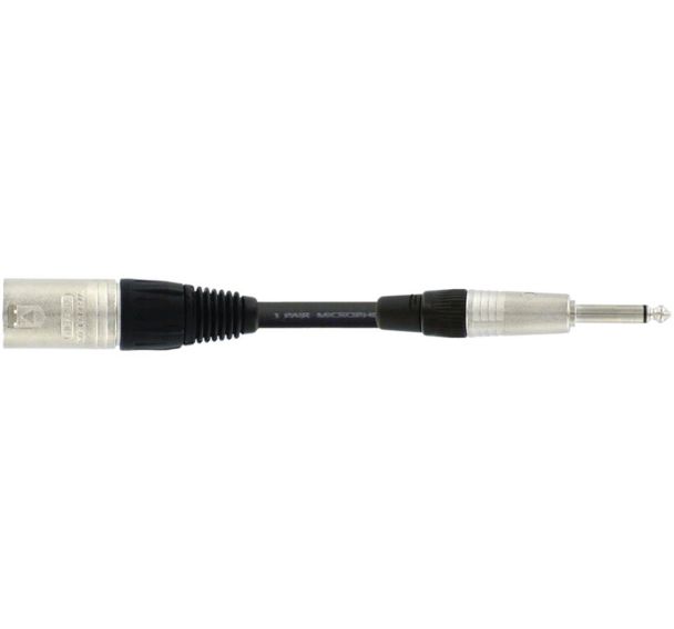 Cordon micro XLR mâle/jack 6,35 mono mâle - 10 mètres