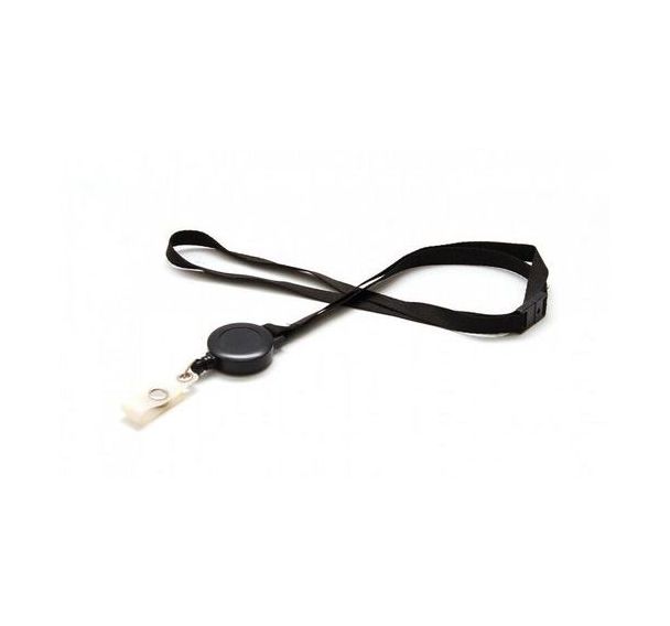 Cordon plat satiné 10 mm avec enrouleur badge Lot de 100 - Sogedex