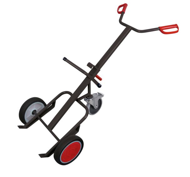 Diable porte-fûts avec roulette de support pivotante