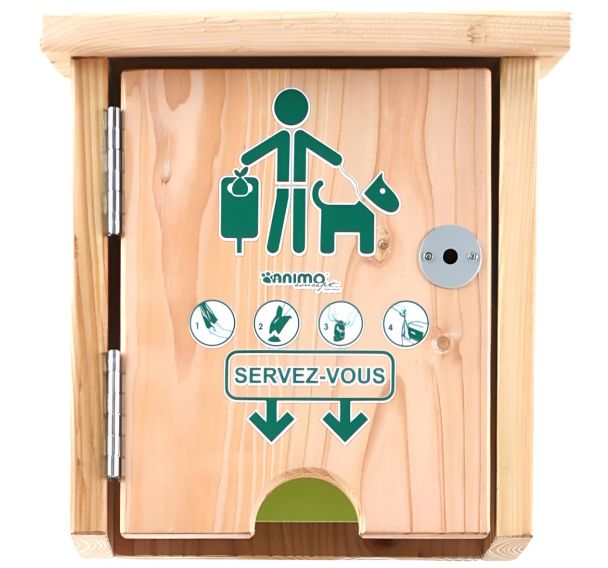 Distributeur liasse papier pour sachet canin - bois