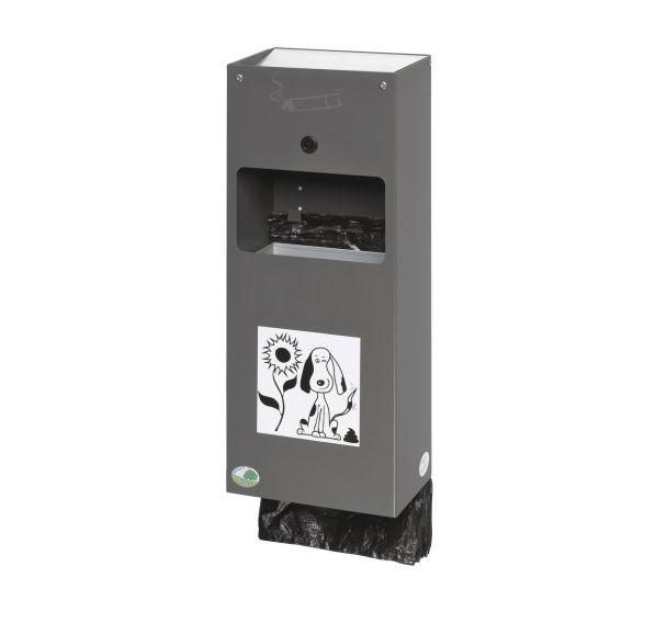 Distributeur sacs hygiène canine DS4 - cendrier et seau - mica de fer
