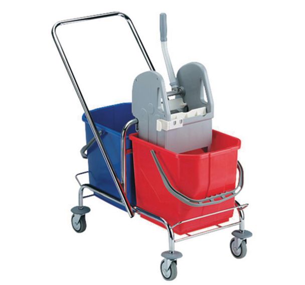 Double seau roulant chromé - 30 et 50 L