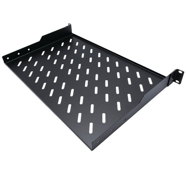 Etagère fixe 1U, 2 points de fixation, largeur 250mm, noire, 30 kg