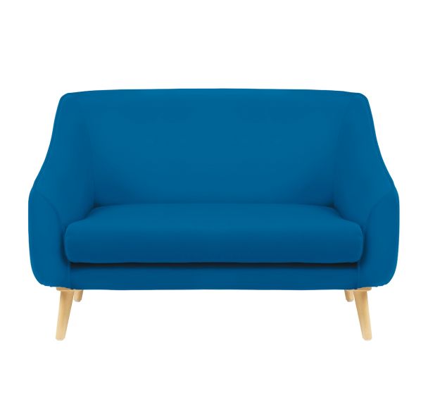 ESPACIL-MBC - Canapé 2 pl. AYA pied bois tissu enduit PVC M1 Pétrôle