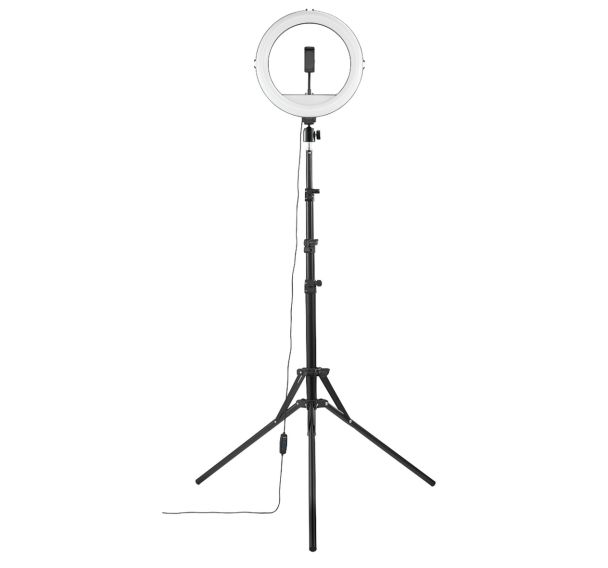 Eclairage annulaire LED SpotLight Steady 120 III sur trépied pour smartphone 12''