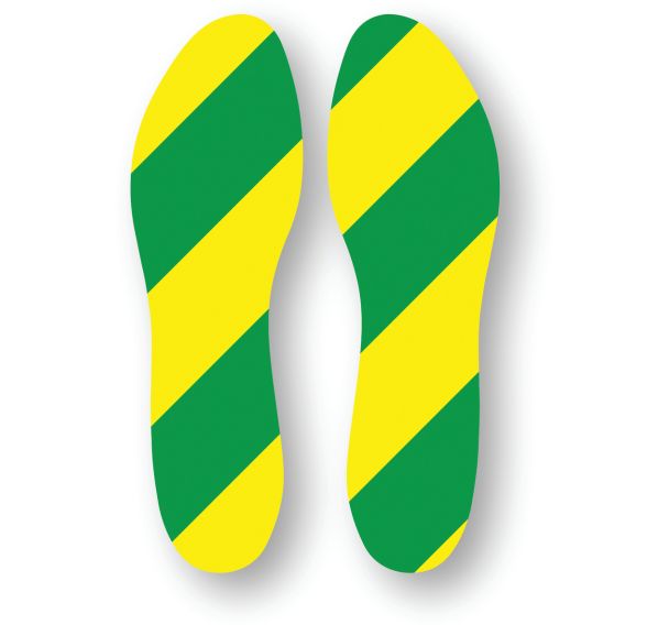 Empreinte de pas adhésive LeanStripe - Vert/Jaune - Ergomat