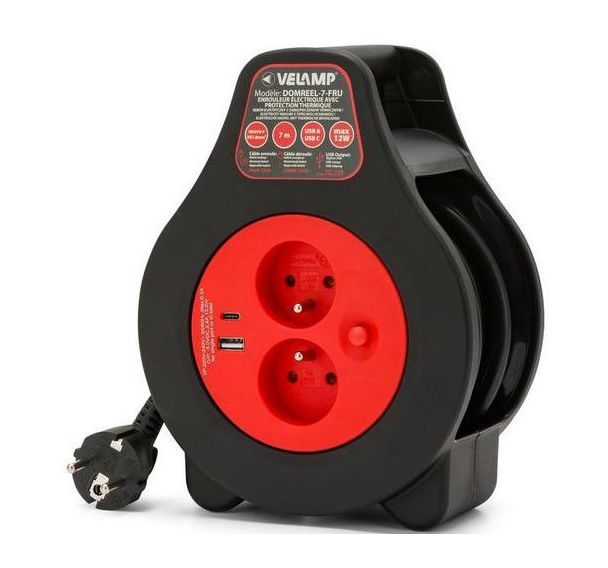Enrouleur domestique 7m H05VV-F3G1.0MM2 2P+T 16 A NF