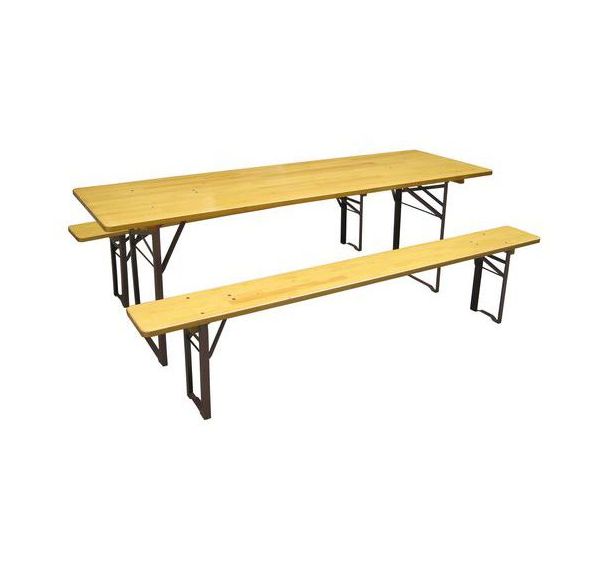 Ensemble bois table et bancs pliants