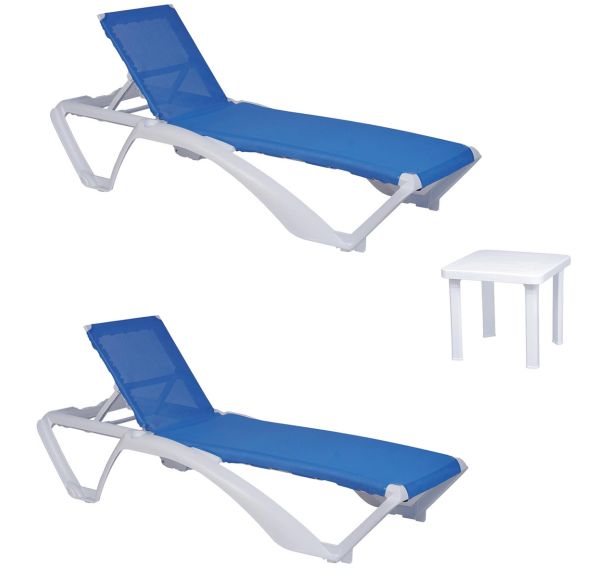Ensemble détente ACQUA ANDORRA : 2 chaises longues + 1 table - Garbar