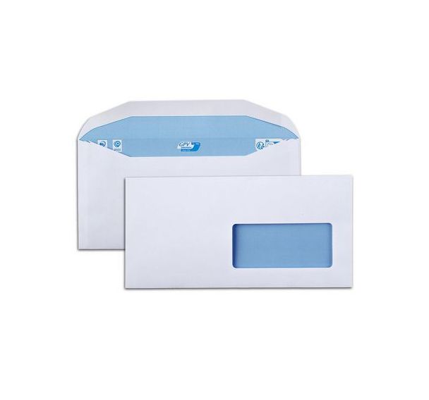 Enveloppe patte trapèze blanche 80g gommées avec fenêtre - Envelmatic