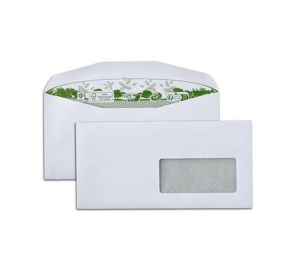 Enveloppe patte trapèze blanche 80g gommées avec fenêtre - Era Pure