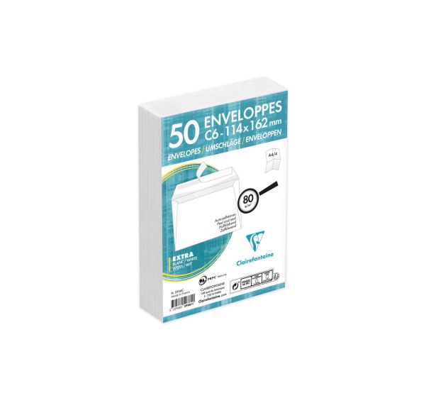Enveloppes extra blanc C6 80g - Clairefontaine