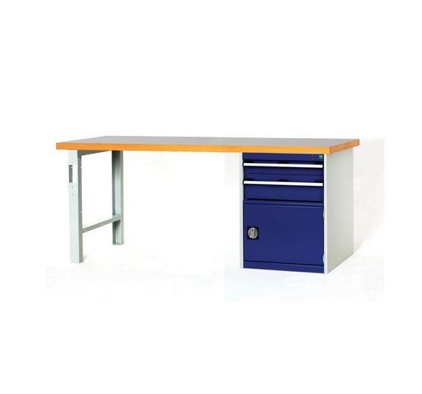 Établi Cubio Combi avec 2 tiroirs + 1 armoire - Largeur 200 cm - Polyrey