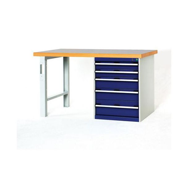 Établi Cubio Combi avec 5 tiroirs - Largeur 150 cm - Polyrey