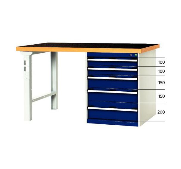 Établi Cubio Combi avec 5 tiroirs - Largeur 200 cm - Arphénol