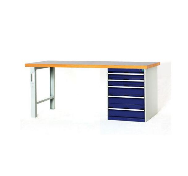 Établi Cubio Combi avec 5 tiroirs - Largeur 200 cm - Polyrey