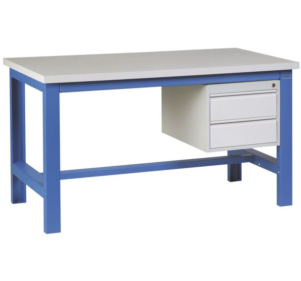Etabli SI40 plateau mélaminé 38 +2T piètement Bleu RAL 5015 - Sofame