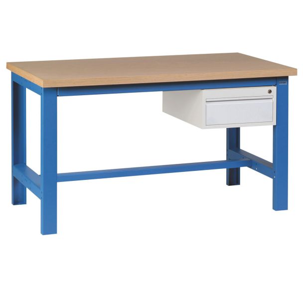 Etabli SI 40 plateau hêtre multiplis + 1 tiroir Bleu RAL 5015 - Sofame