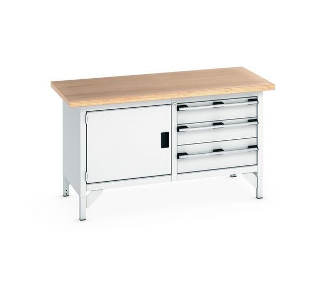 Etabli en hêtre Cubio - 1 porte - 3 tiroirs - L1500mm - Bott