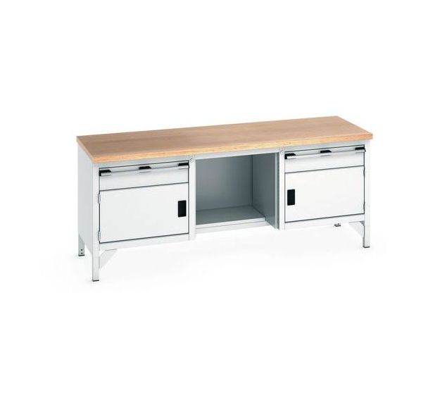 Etabli en hêtre Cubio - 2 portes - 2 tiroirs - L2000mm - Bott