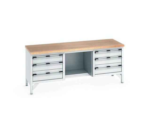 Etabli en hêtre Cubio - 6 tiroirs - L1500mm - Bott