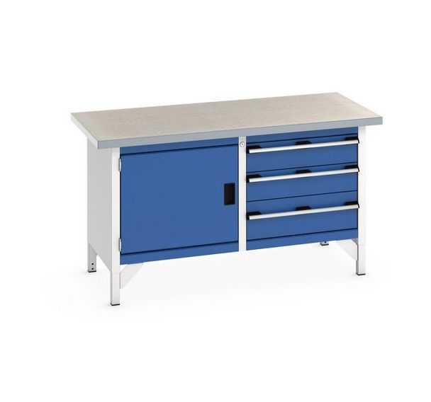 Etabli en linoléum Cubio - 1 porte - 3 tiroirs - L1500mm - Bott