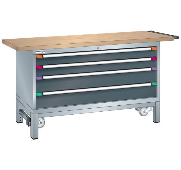 Établi mobile XXL 150x70x85 cm hêtre - Thurmetall