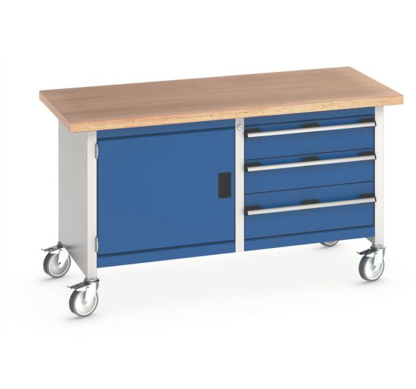 Établi mobile monobloc avec armoire et tiroirs