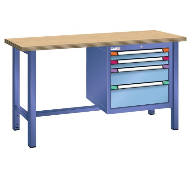 Etabli plateau multiplex prof. 70 cm haut. 94 cm tiroirs - Thurmetall
