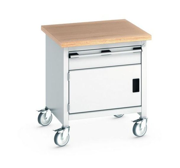 Etabli roulant monobloc Cubio - plateau hêtre1 porte et tiroir - Bott