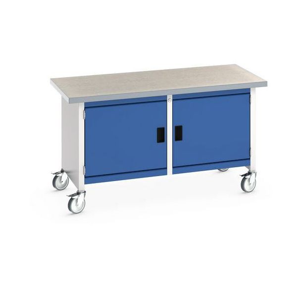 Etabli roulant monobloc Cubio - plateau linoléum 2 portes - Bott