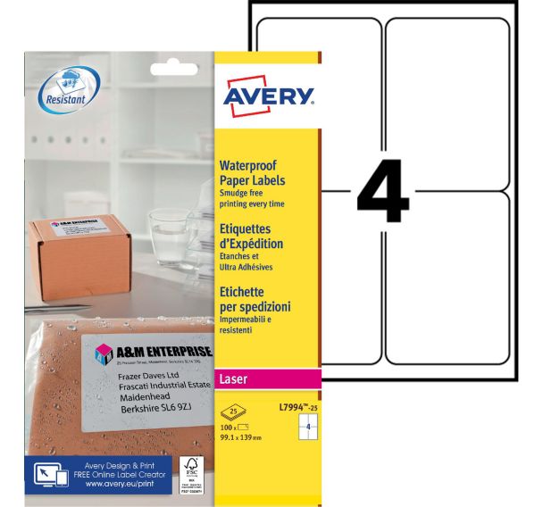 Etiquette d'expédition étanche ultra-adhésive laser - Avery