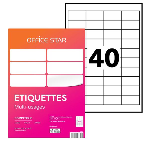 Étiquette multi-usages - Impression laser / jet d'encre