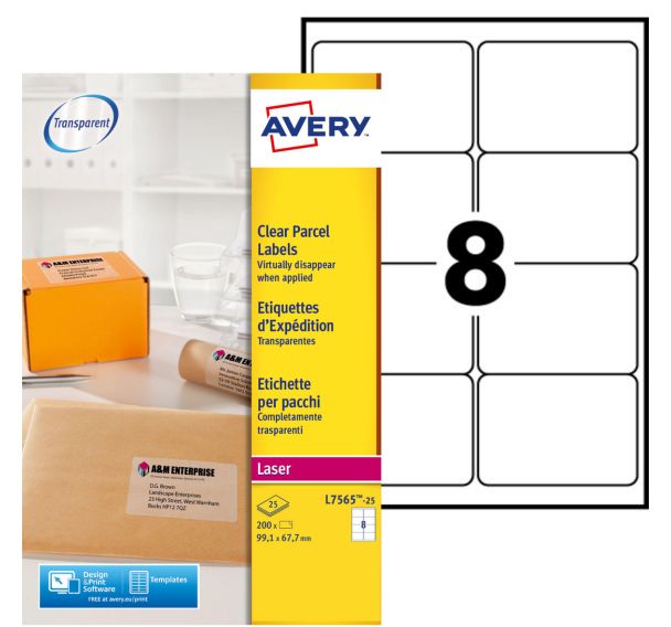 Étiquette transparente Avery - Impression Laser