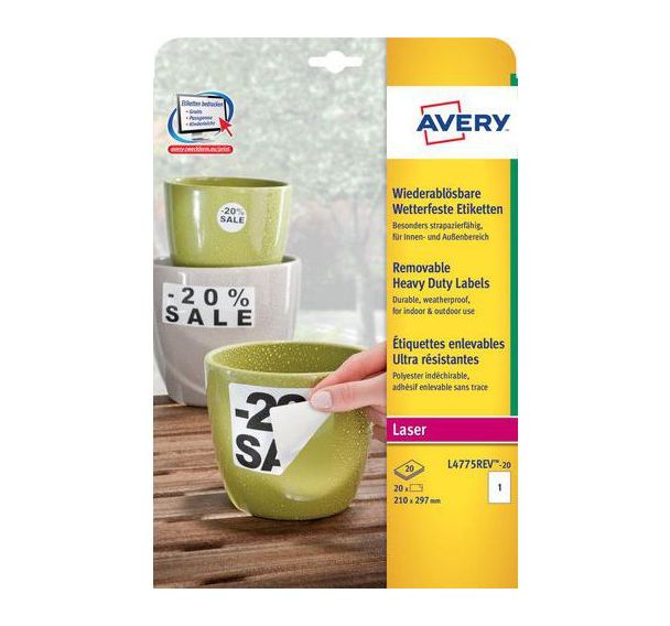 Étiquette ultra-résistante enlevable polyester Laser - Avery