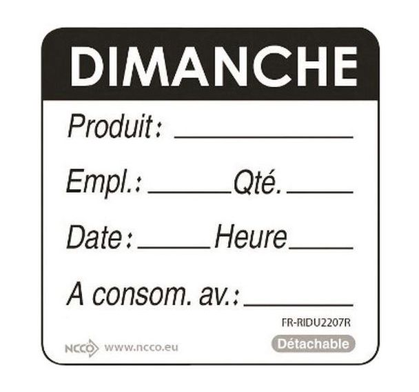 Etiquettes DLC ''jours la semaine'' - Matfer