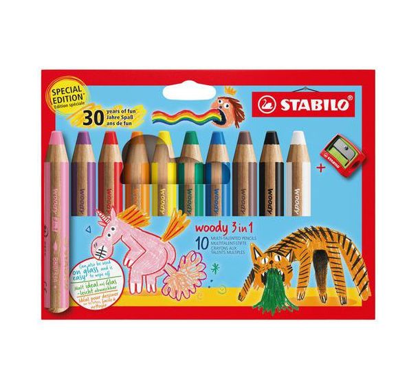 Etui 10 crayons woody 3 in 1 Edition 30 ans + taille-crayon