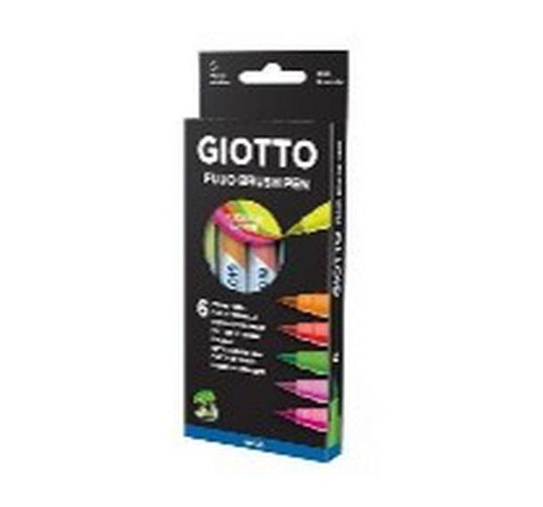 Etui 6 feutres pinceaux couleurs fluos