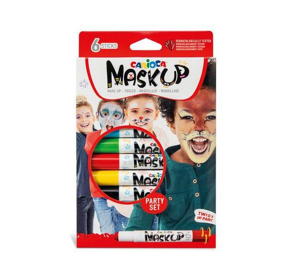 Etui 6 sticks peinture visage couleurs festives Maskup