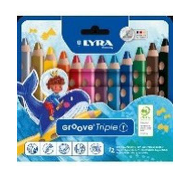 Etui de 12 crayons couleurs lyra groove triple one