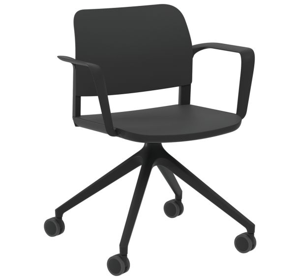 Fauteuil Adio accoudoirs polypropylène piét. pivotant roulettes- Sokoa
