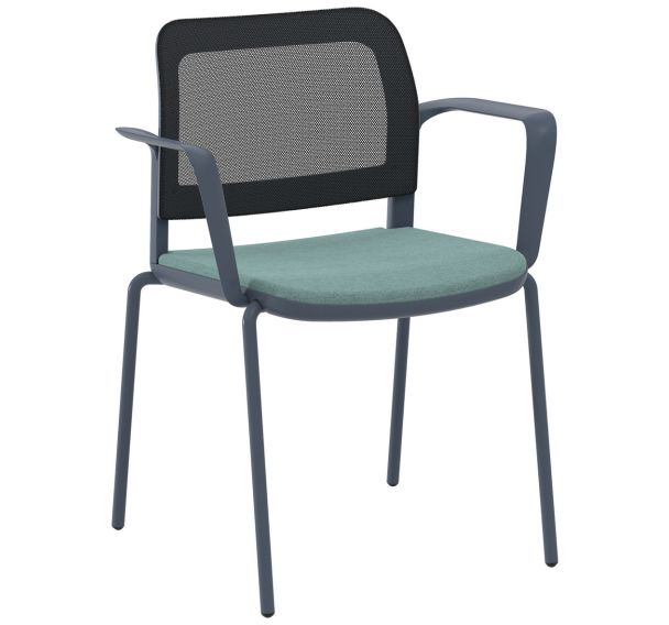Fauteuil Adio dos. résille assise tissu non feu 4 pieds - Sokoa