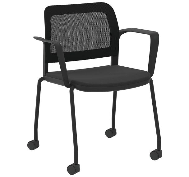 Fauteuil Adio dos. résille assise tissu non feu 4 roulettes - Sokoa