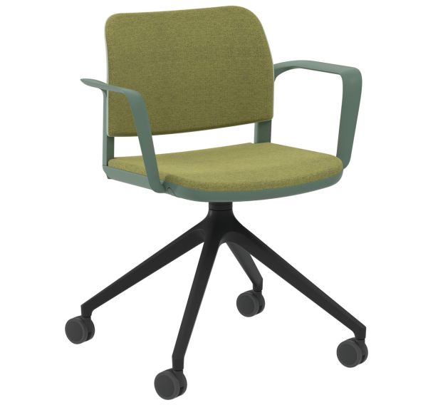 Fauteuil Adio dos assise tissu non feu piét. pivotant roulettes- Sokoa
