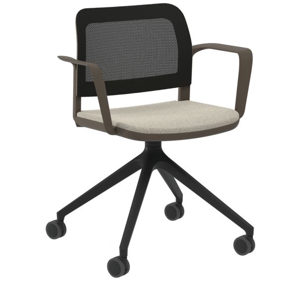 Fauteuil Adio dos résille ass.tissu non feu piét.pivot.roulettes-Sokoa