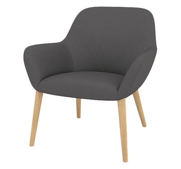 Fauteuil City dossier bas enduit PVC M1 pied bois - Quadrifoglio