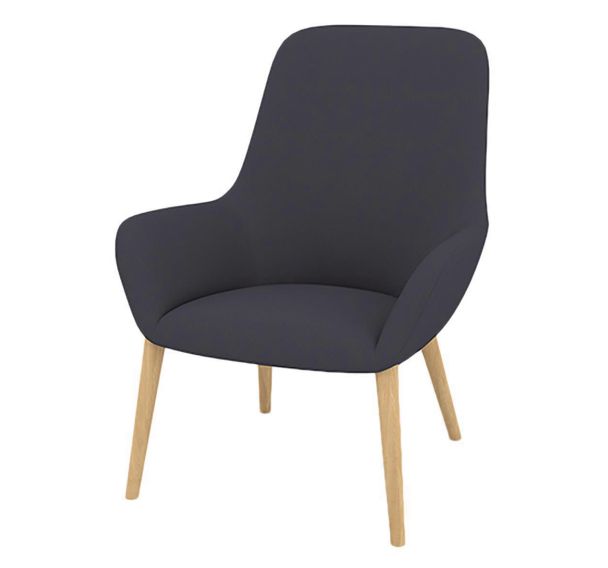 Fauteuil City dossier moyen tissu Trévira M1 pied bois - Quadrifoglio