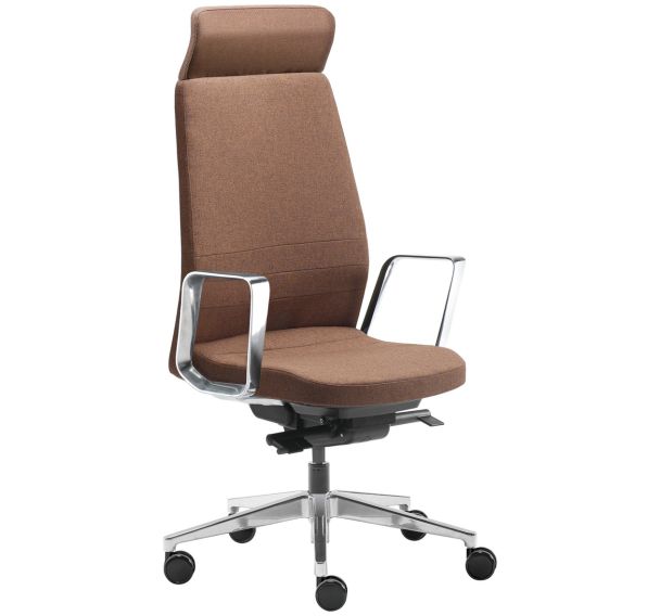 Fauteuil Eden têtière pied accoudoir aluminium brosé tissu - Sokoa